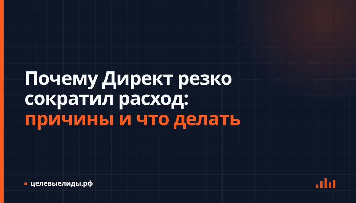 Панель Яндекс Директа с графиком расхода, на котором виден резкий провал за последние дни