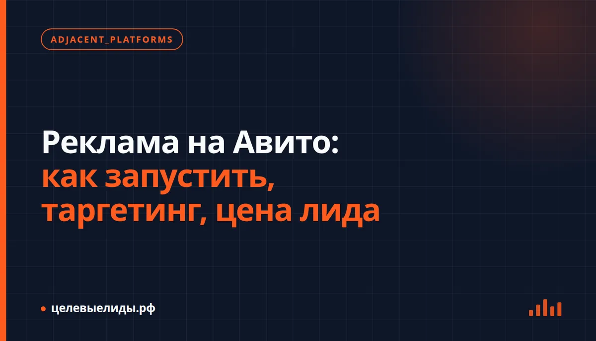 Экран рекламного кабинета Авито с настройкой таргетинга по категории и гео